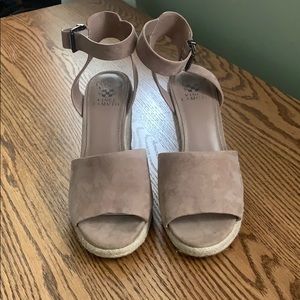 Nude wedges, worn once